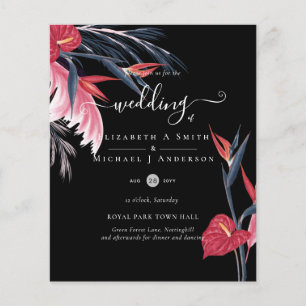 BUDGET  Tropical Pampas Grass Navy Berry Wedding Flyer