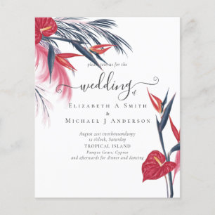 BUDGET Tropical Pampas Grass Navy Berry Wedding Flyer