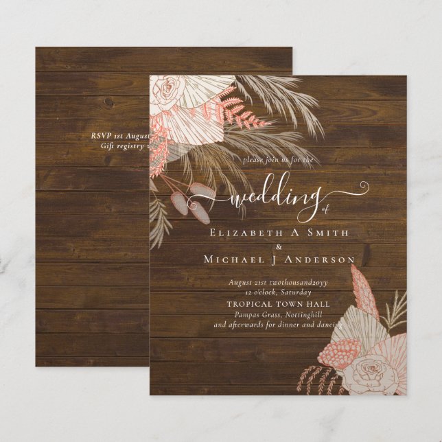 BUDGET  Tropical Pampas Grass Terracotta Wedding (Front/Back)