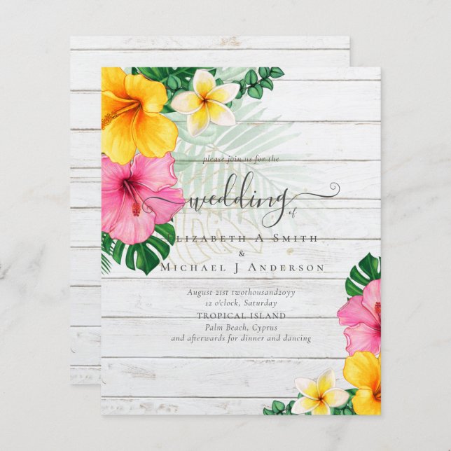 BUDGET Tropical Paradise Beach Wedding Florals (Front/Back)