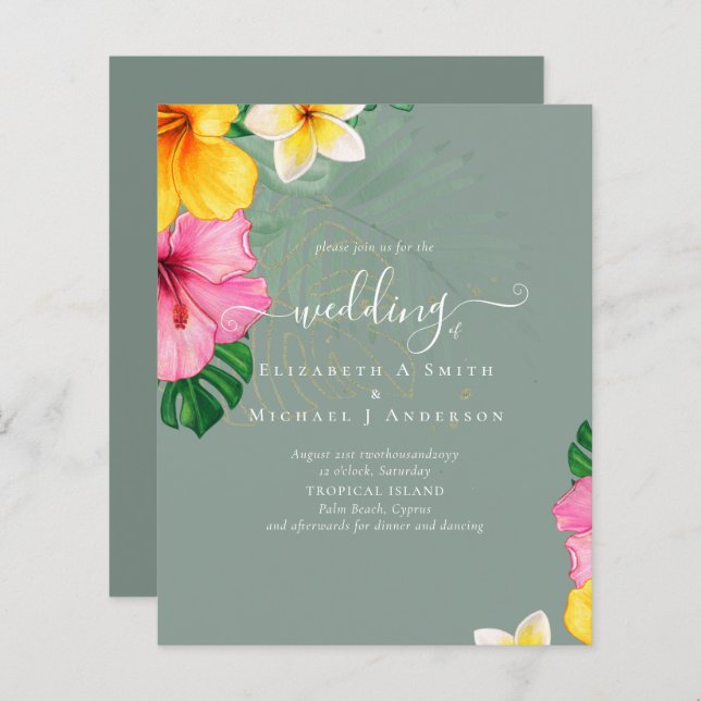 BUDGET Tropical Paradise Beach Wedding Florals (Front/Back)