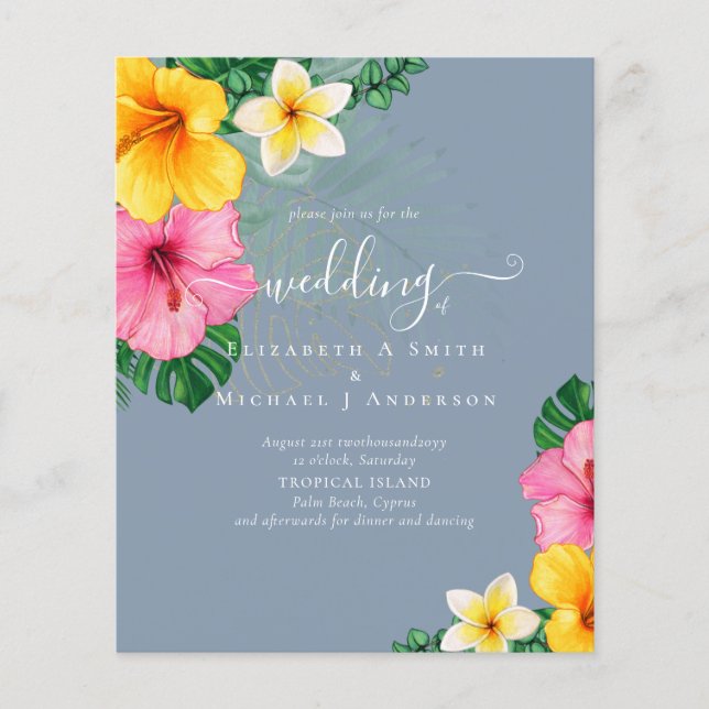 BUDGET Tropical Paradise Beach Wedding Florals Flyer (Front)