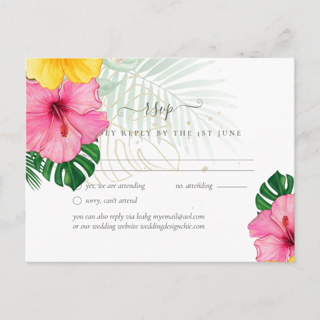 BUDGET Tropical Paradise Beach Wedding Florals Postcard (Front)