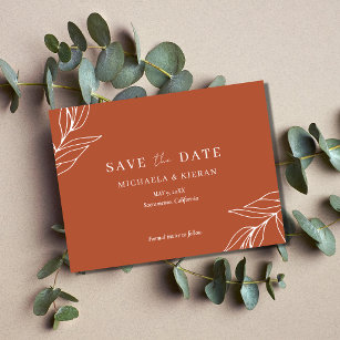 Budget Tropical Rust Wedding Save The Date Announcement Postcard