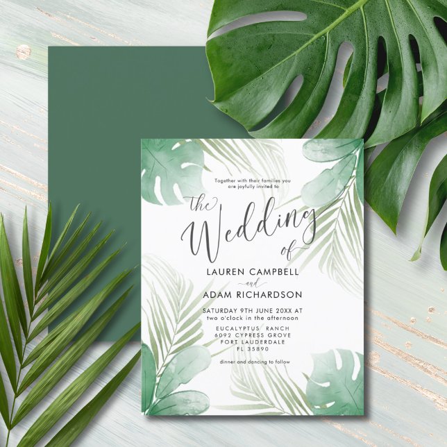 Budget Tropical Watercolor Wedding Invitation (Creator Uploaded)