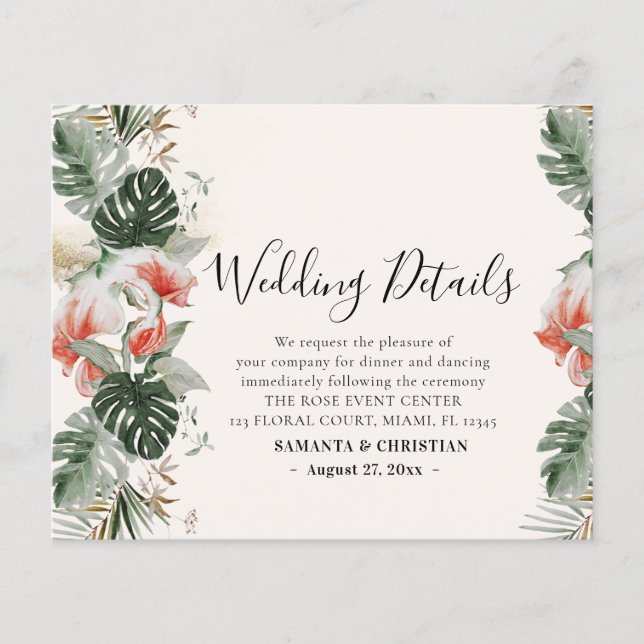 Budget Tropical Wedding Details Enclosure Cards (Front)
