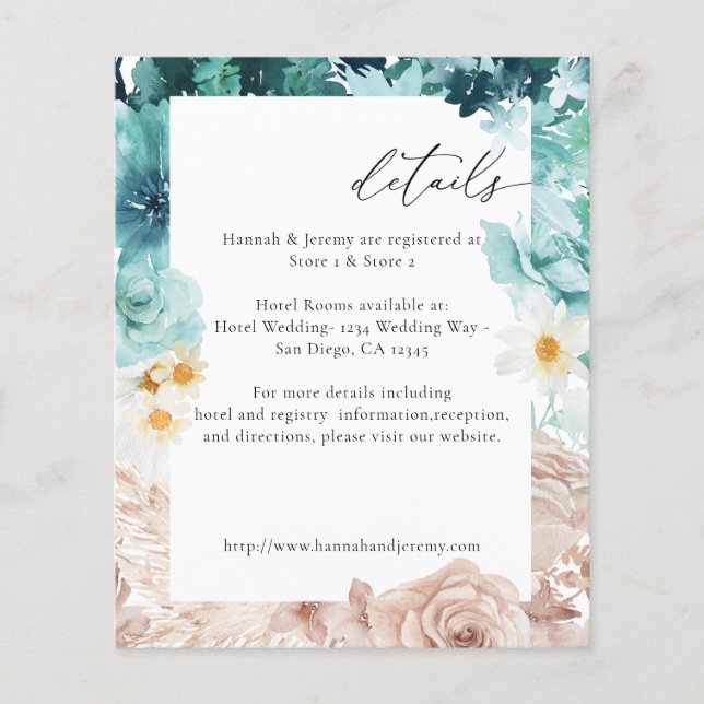 Budget Turquoise & Blush Pink Floral V2 Flyer (Front)