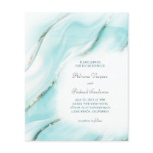 Budget Turquoise Gold Agate Wedding Invitation