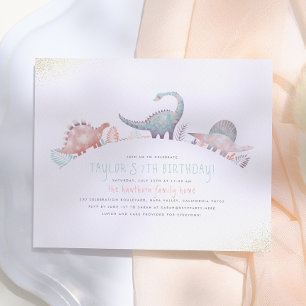 Budget Turquoise & Gold Girl Dinosaur Birthday