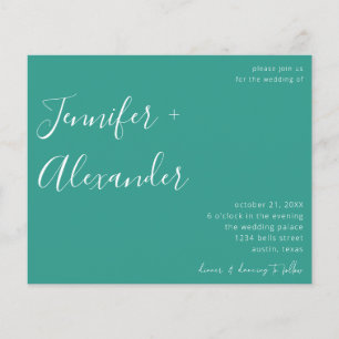 Budget Turquoise Green Calligraphy Photo Wedding Flyer