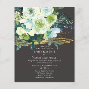 Budget Turquoise Green Floral Gold Photo Wedding Flyer