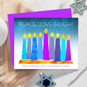 Budget Turquoise Hanukkah Candles Peace Love Card