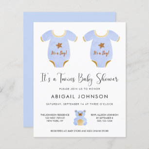 Budget Twin Boys Baby Shower Invitation