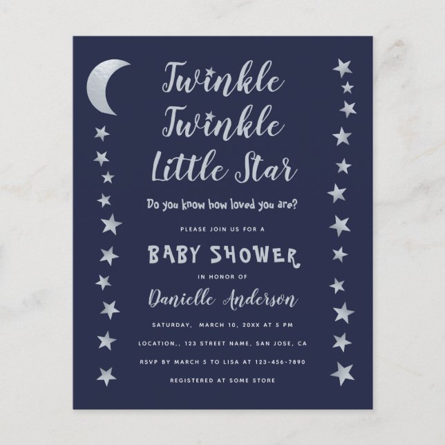 Budget Twinkle Little Star Baby Shower Invitation (Front)