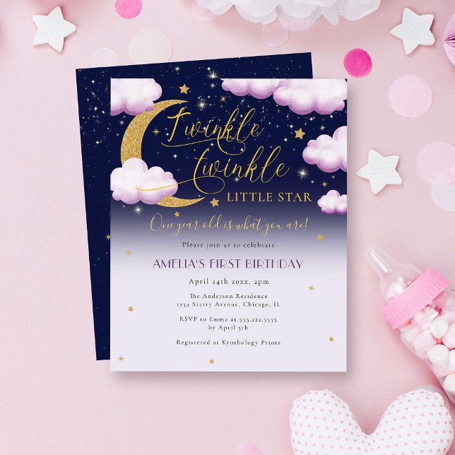 Budget Twinkle Little Star Girl First Birthday Flyer (Creator Uploaded)