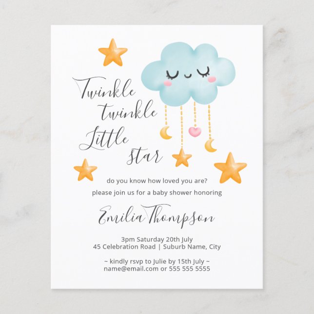 Budget Twinkle Twinkle Little Star Baby Shower Flyer (Front)