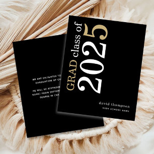 Budget Typography Black 2024 Grad Announcement