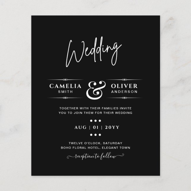 BUDGET Typography Colorways Wedding Flyer (Front)