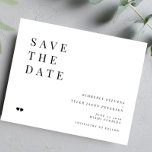 Budget typography modern wedding save the date<br><div class="desc">Elegant minimal black and white contemporary typography BUDGET wedding save the date card. Suitable for any season and theme. Easy to personalise with your text! PLEASE READ THIS BEFORE PURCHASING! This is a budget affordable wedding card printed on a paper sheet (each sheet has one card). For the best rapport...</div>