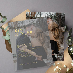 Budget typography photo overlay wedding invitation