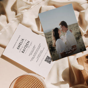 BUDGET Typography Script Photo QR Code Wedding