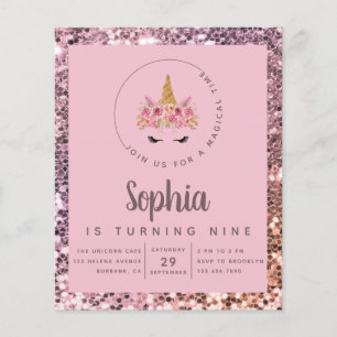 Budget Unicorn Glitter Birthday Party Invitation Flyer