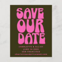 Budget Unique Groovy 70s Pink Green Save The Date
