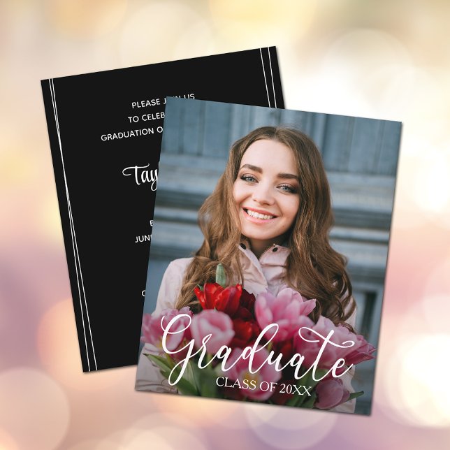 Budget Vertical Photo Graduation Invitations (4.5" x 5.6" budget 110 lb. paper photo graduation party invitations)