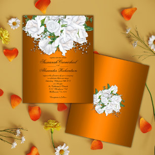 Budget Vibrant Orange, White Bridal Roses Wedding Flyer