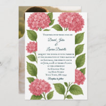 Budget Vibrant Pink Photo Wedding Invitation 