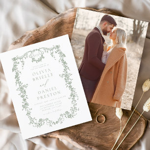 Budget Victorian French Photo Sage Green Wedding Flyer