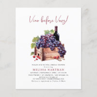 Budget Vino Before Vows Bridal Shower Invitation