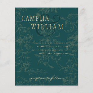 BUDGET Vintage BOTANICAL TEAL GOLD Wedding Invite Flyer