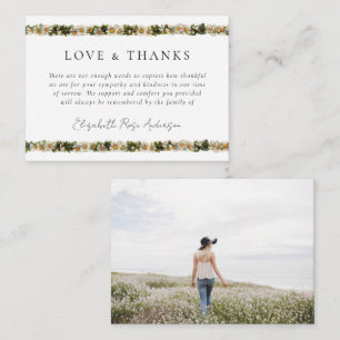 BUDGET Vintage Daisy Photo Funeral Thank You Card