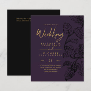 BUDGET Vintage Garden Leaf Classic Wedding Invites