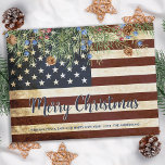 Budget Vintage Military Flag Patriotic Christmas Postcard<br><div class="desc">Send Merry Christmas greetings to friends and family with this unique USA American Flag Christmas Card - USA American flag design vintage red white blue design with holly and berries. Personalise with message and family name. This patriotic Christmas card is perfect for military families, veterans, patriotic family and veteran service...</div>