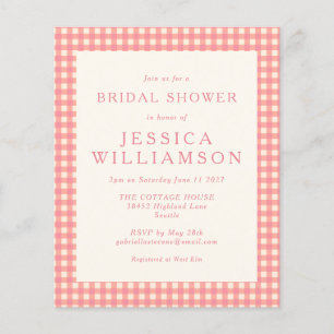 Budget Vintage Pink Plaid Bridal Shower Invite