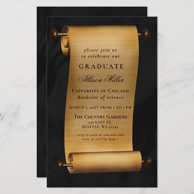 Budget Vintage Scroll Graduation party Invitation (Front/Back)