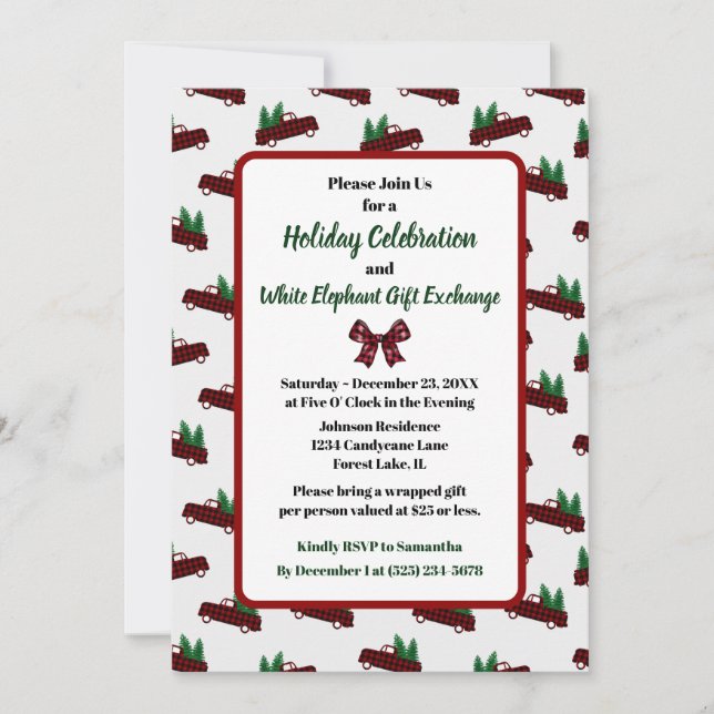 Budget Vintage Truck Christmas Holiday Party Invitation (Front)
