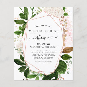 Budget Virtual Bridal Shower Greenery Rose Gold Flyer