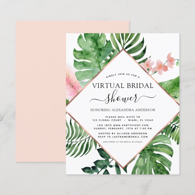 Budget Virtual Bridal Shower Tropical Palm (Front/Back)
