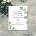 Budget vow renewal eucalyptus greenery invitation<br><div class="desc">A white background decorated with eucalyptus greenery,  sprigs. Personalise and your name and ceremony details.
Back: green background.</div>