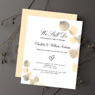 Budget vow renewal golden eucalyptus invitation