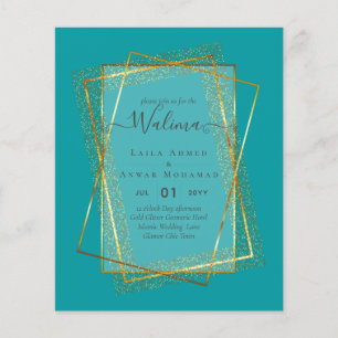 Budget Walima Muslim Wedding Gold Frame Invite Flyer
