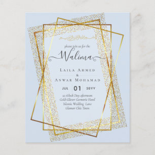 Budget Walima Muslim Wedding Gold Frame Invite Flyer