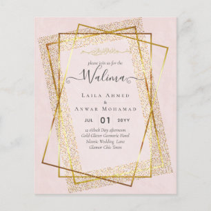 Budget Walima Muslim Wedding Gold Frame Invite Flyer