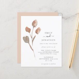 Budget Watercolor Artsy Leaf Wedding Invite