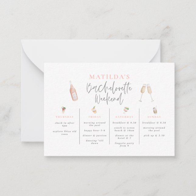 budget Watercolor Bachelorette weekend Card (Front)