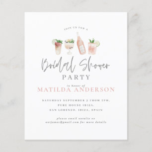 budget watercolor bridal shower party invitation
