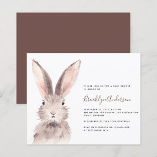 BUDGET Watercolor Bunny Baby Shower Invitation